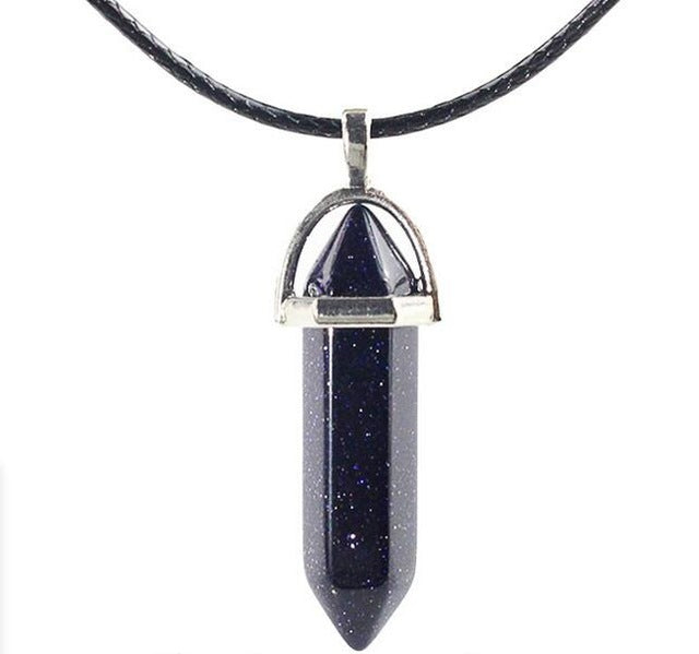 Hexagonal Multi Color Chakra and Natural Healing Crystal Necklace
