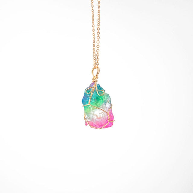 Rainbow Crystal Healing Chakra Necklace