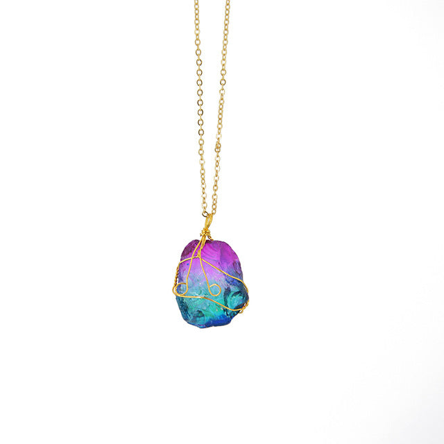 Rainbow Crystal Healing Chakra Necklace